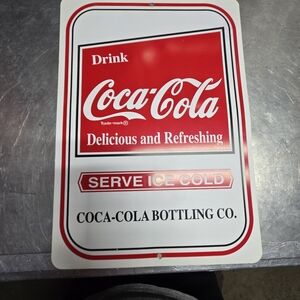 DRINK COCA COLA DELICIOUS AND REFRESHING. COCA-COLA BOTTLING CO SIGN. EXCELLENT